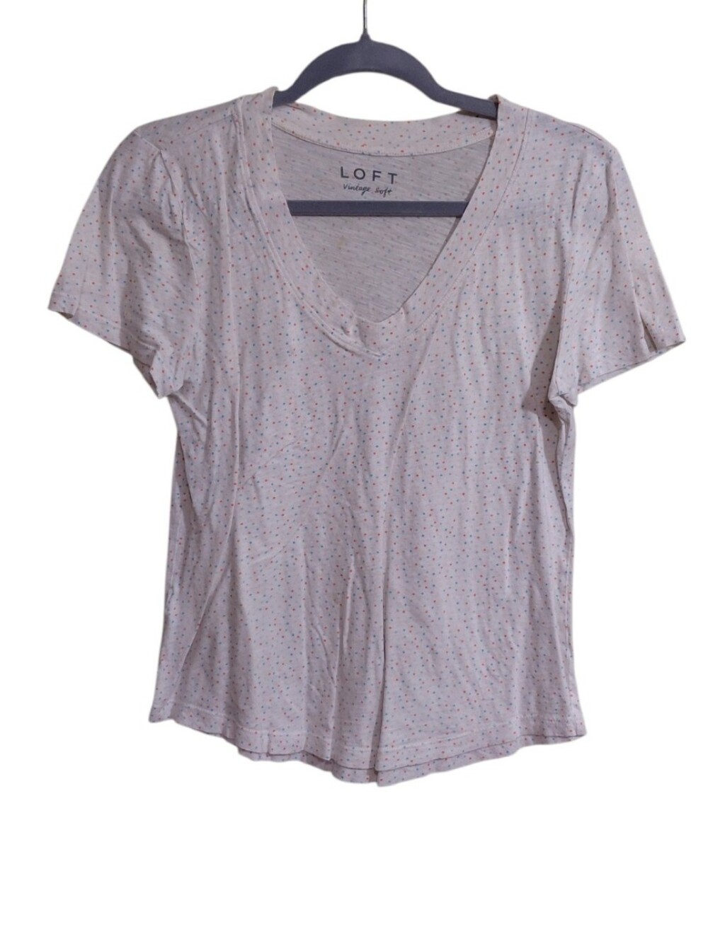 LOFT Women's White Polka Dot V-Neck Tee